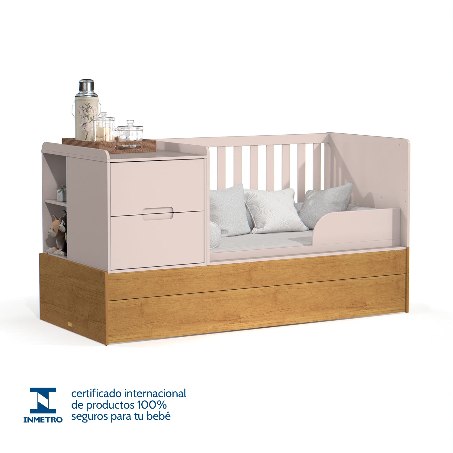 Cama Cuna Para Bebé Moys Rosa, Miel