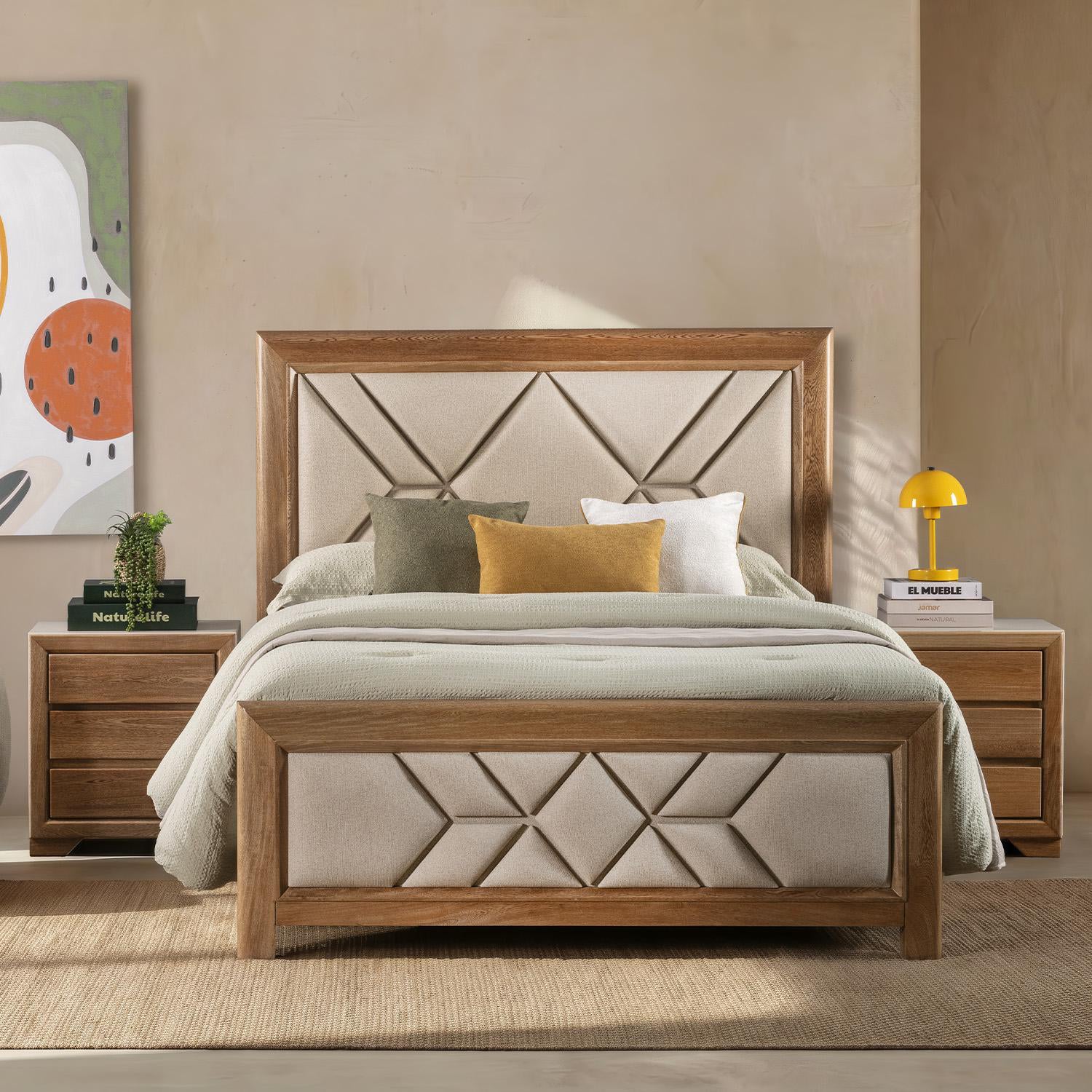 Cama Doble Marriot Eurolino Beige, Natural