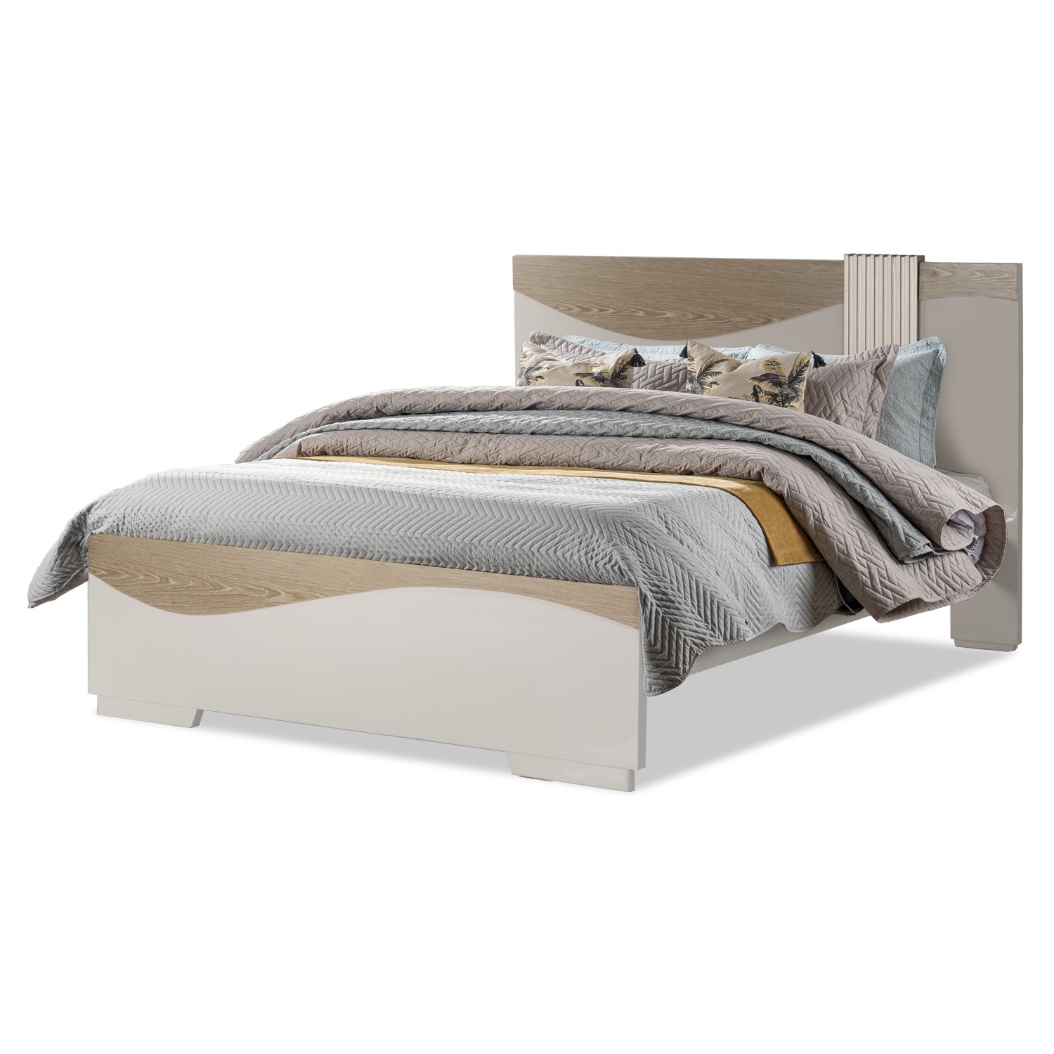 Cama Doble Keneth Off White, Champaña