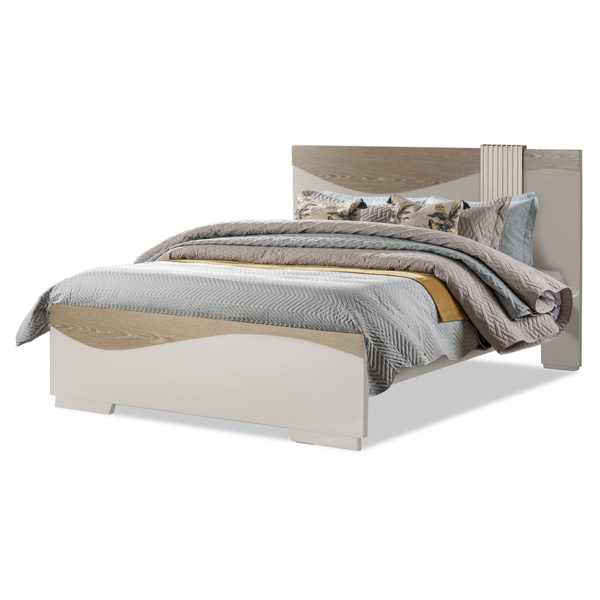 Cama Doble Keneth Off White, Champaña