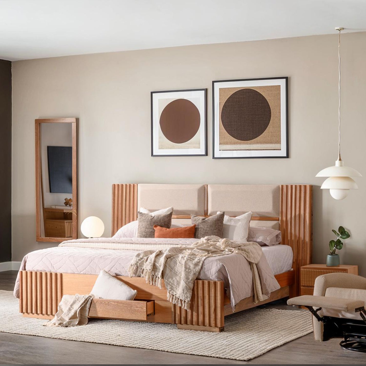 Cama King Texas Eurolino Beige, Natural