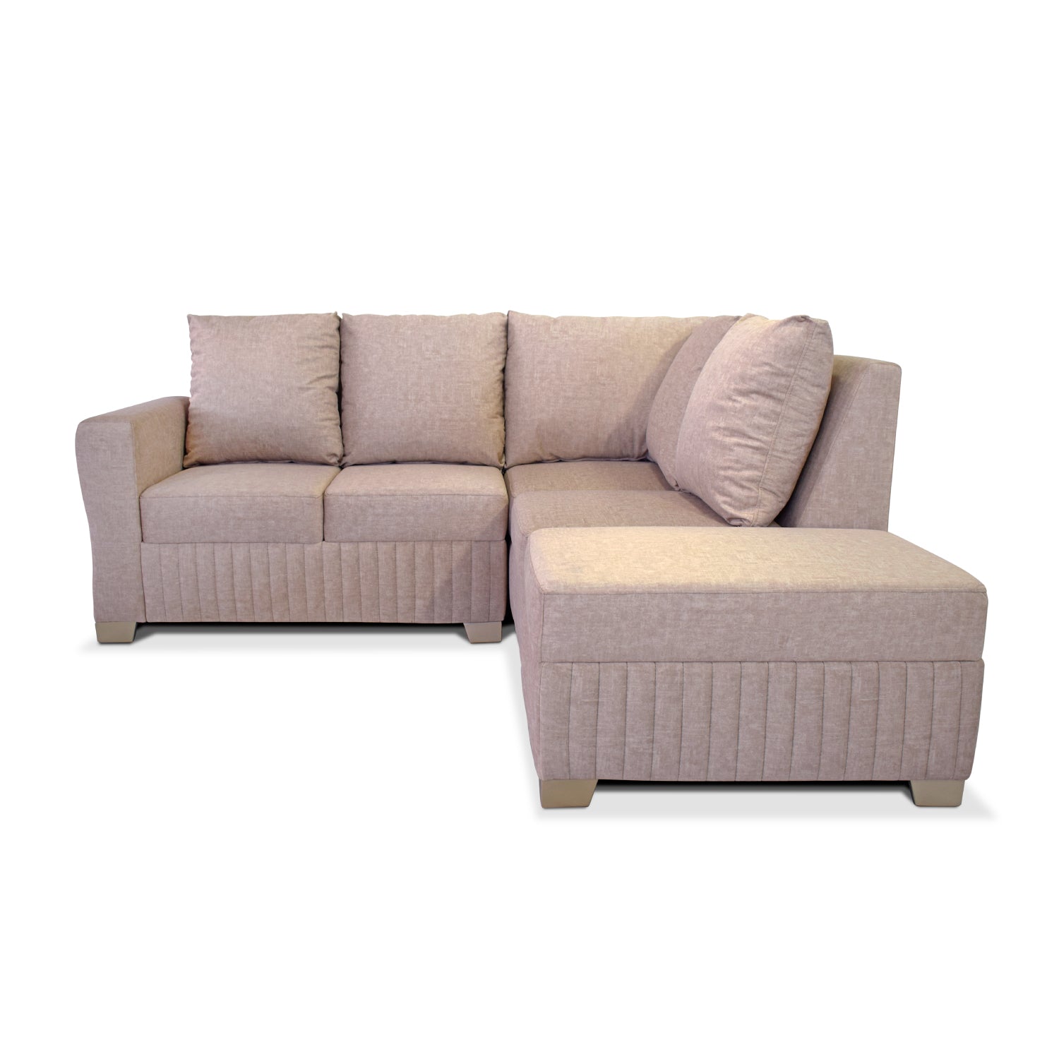 Sofá en L Tampa Velvet Idilio Beige, Champaña