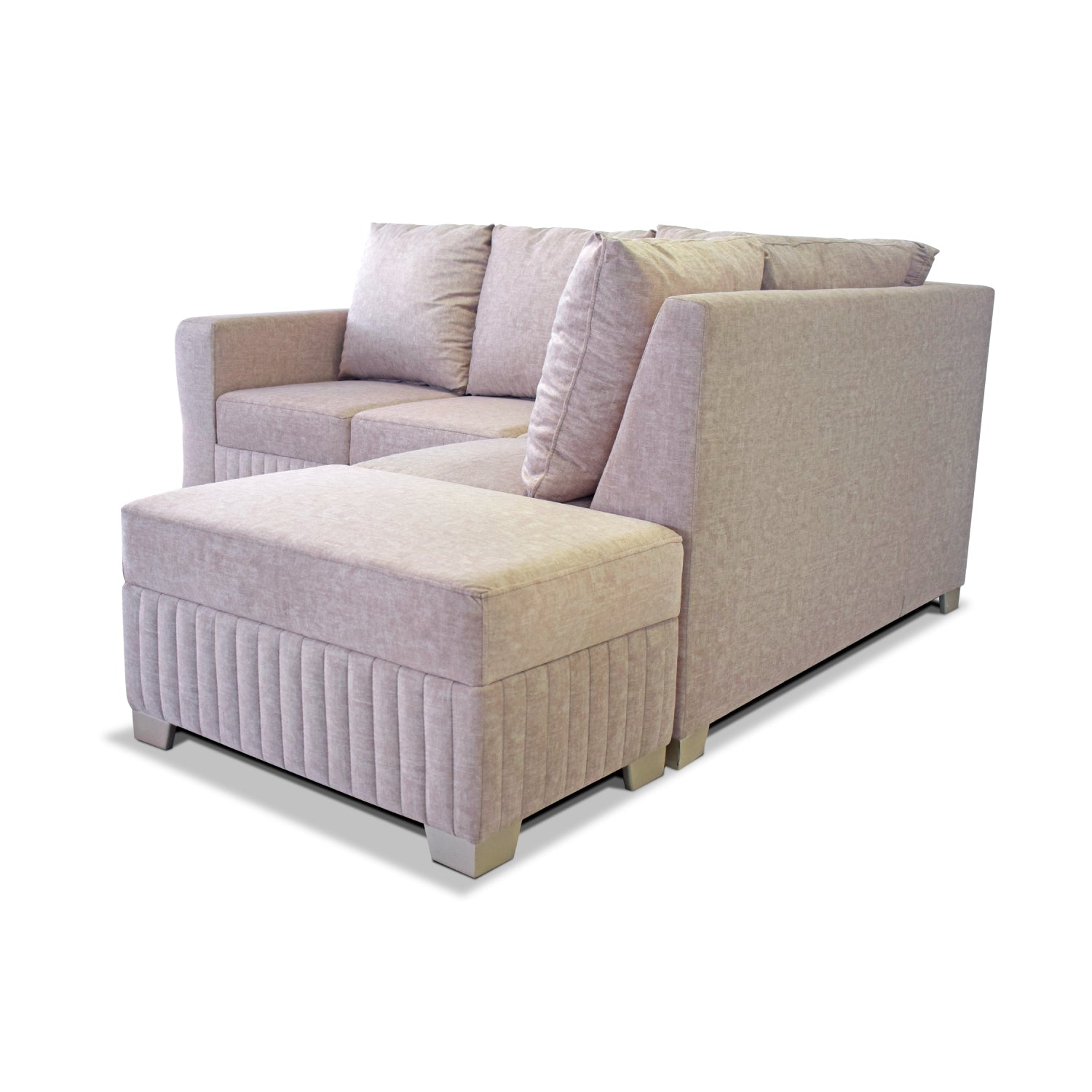 Sofá en L Tampa Velvet Idilio Beige, Champaña