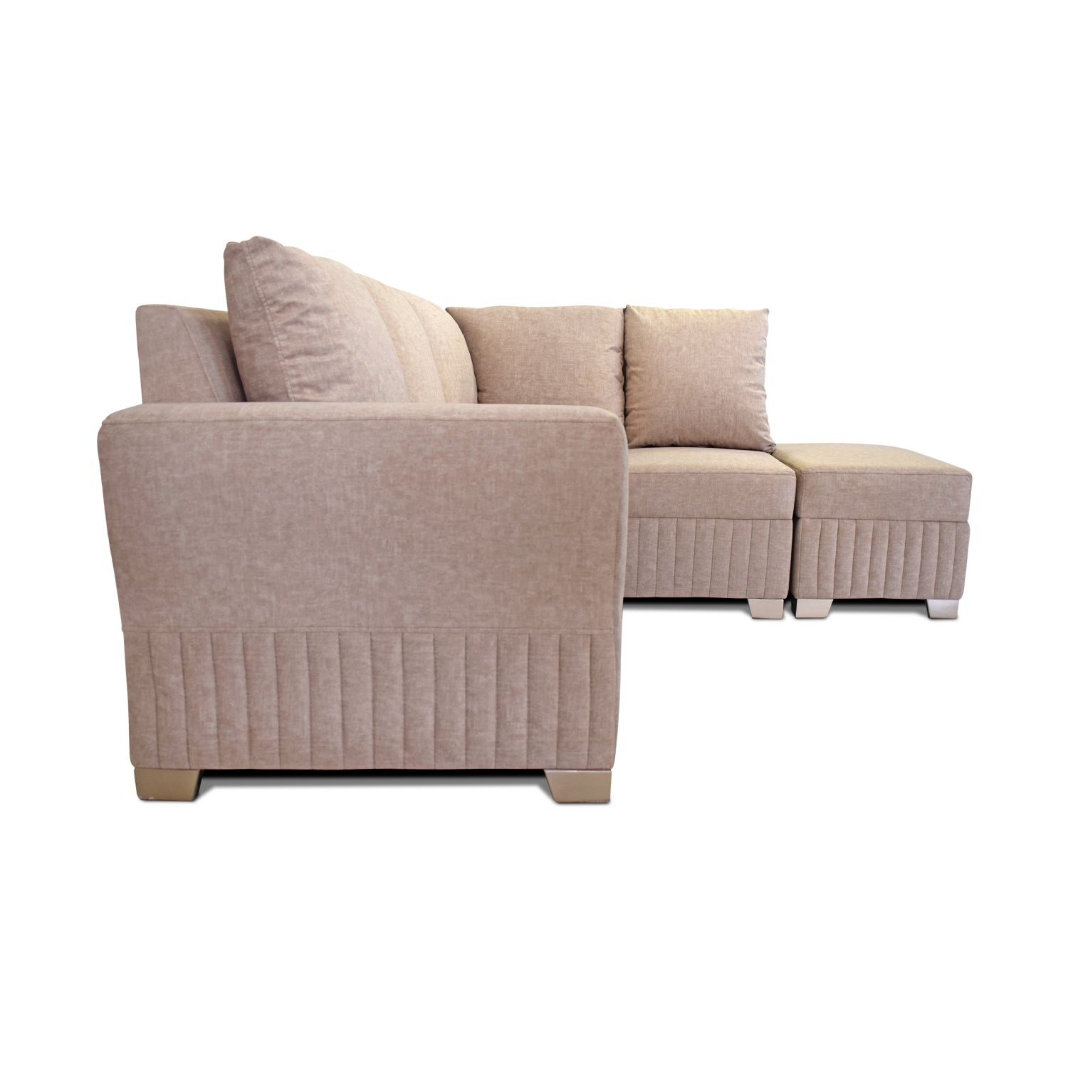 Sofá en L Tampa Velvet Idilio Beige, Champaña