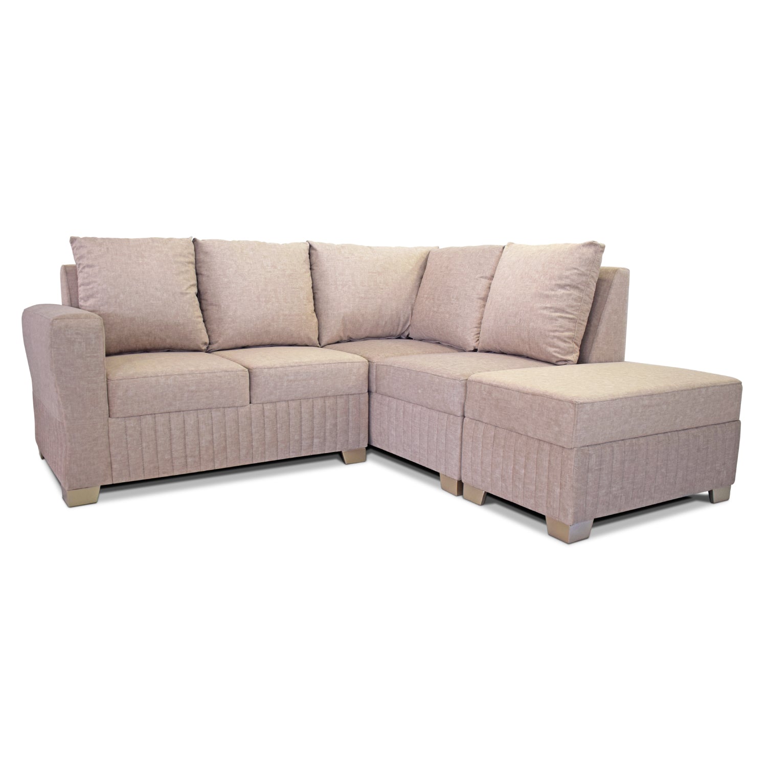 Sofá en L Tampa Velvet Idilio Beige, Champaña
