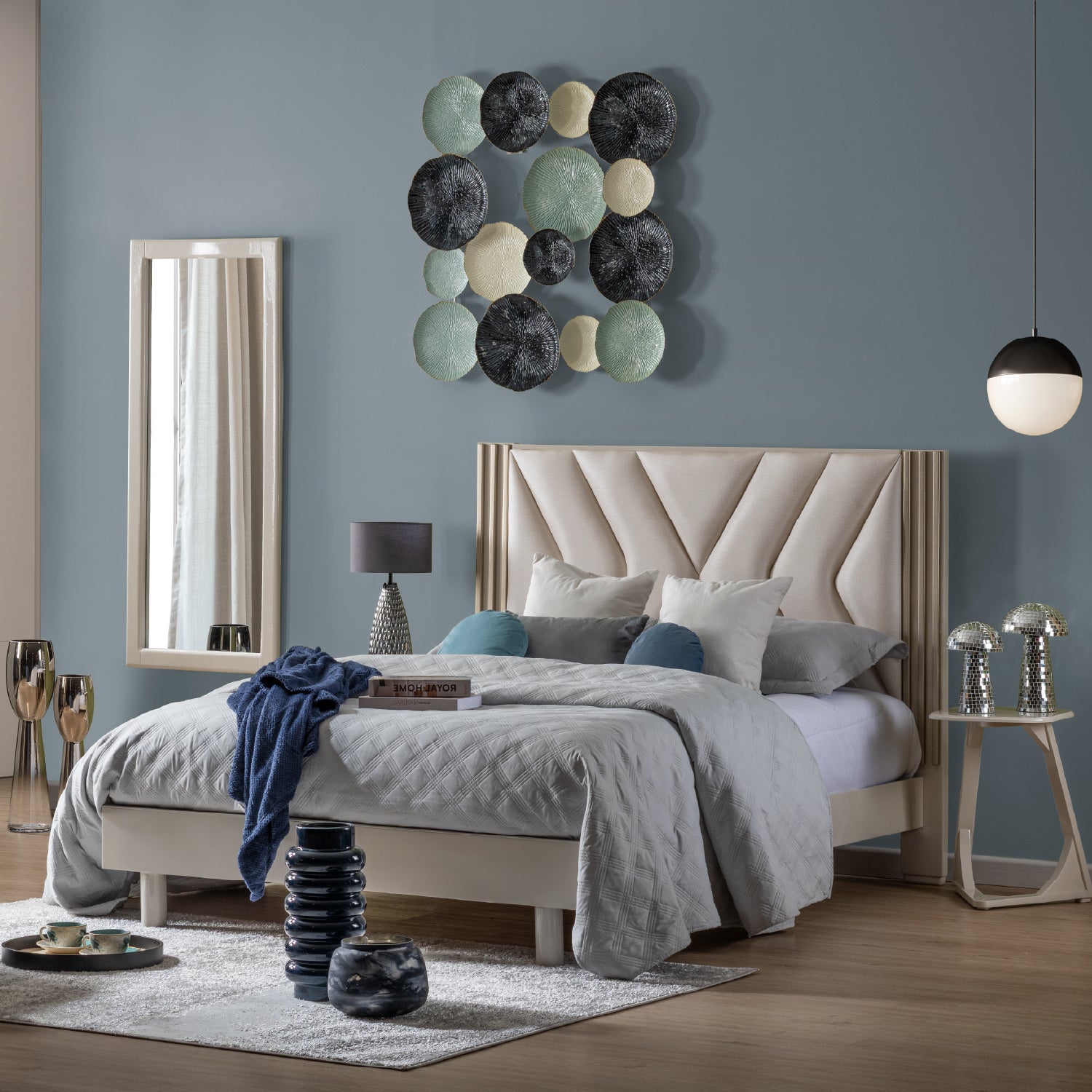 Alcoba Semi Doble Artemisa Eurolino Perla, Off White y Champaña