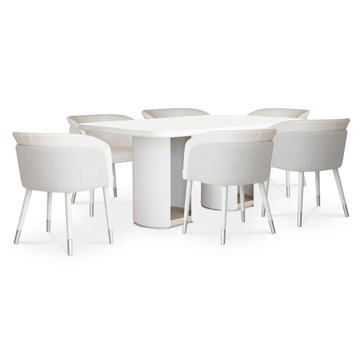 Comedor 6 Puestos Ginebra Eurolino Blanco, Off White y Champaña