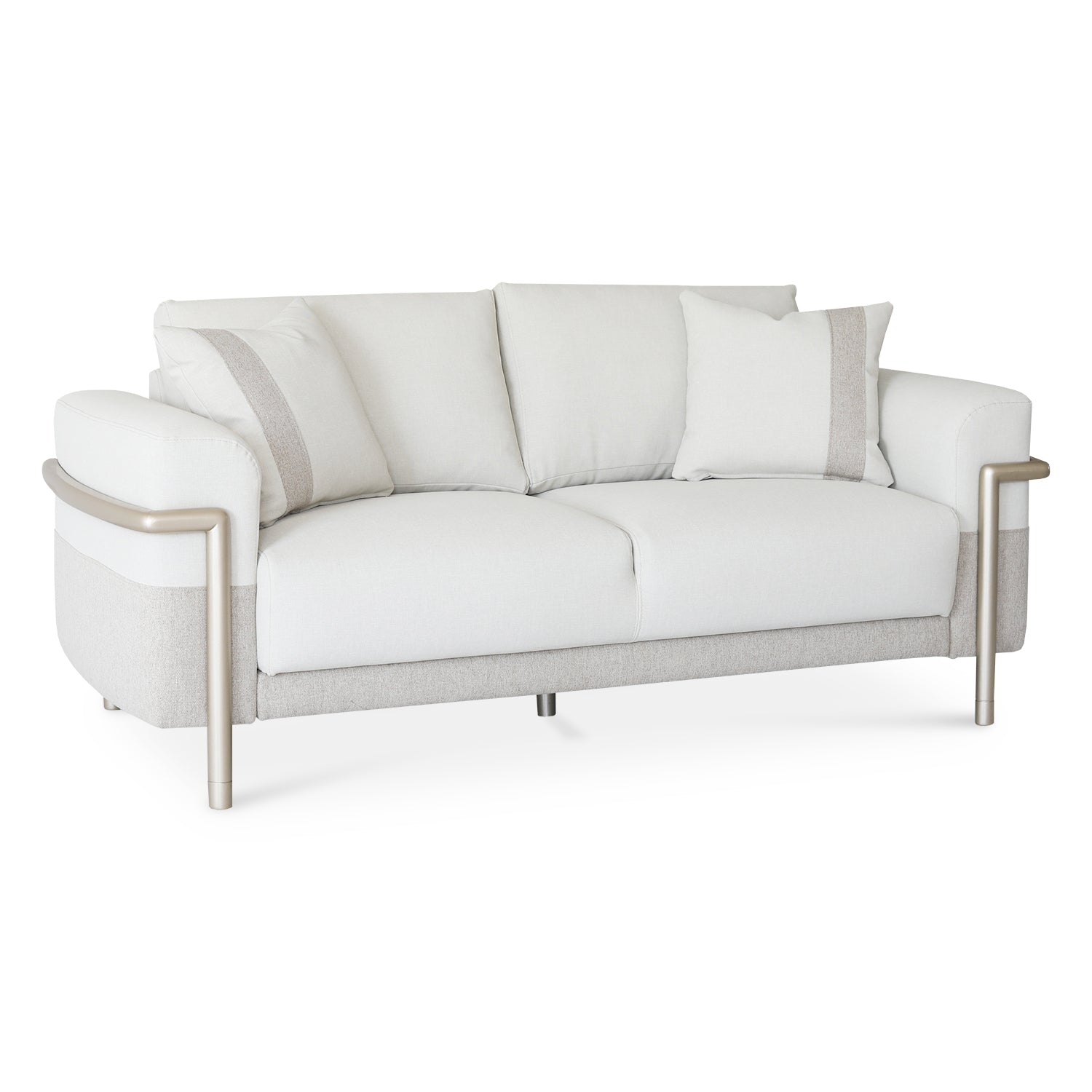 Sofá 2 Puestos Ginebra Eurolino Blanco, Beige y Champaña