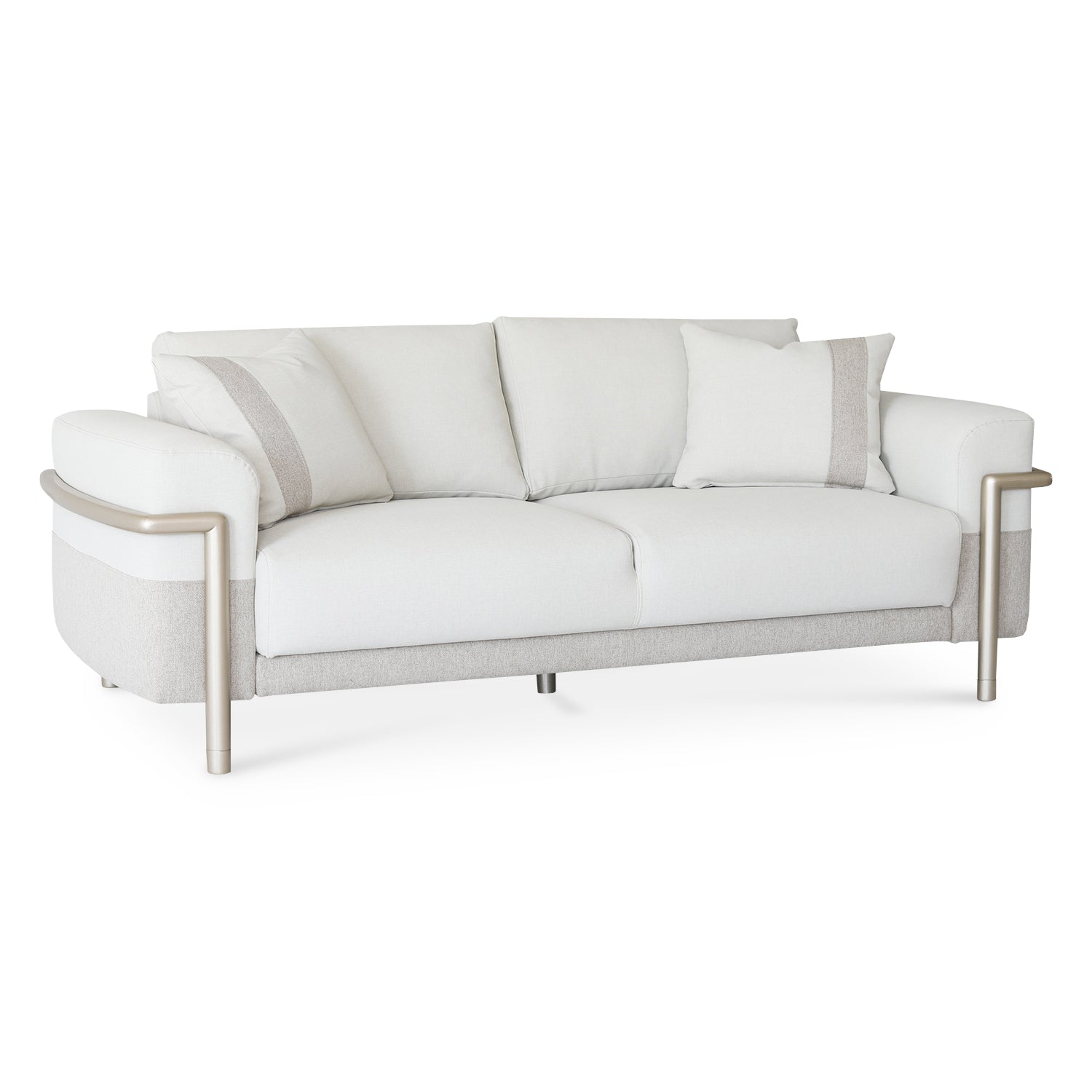 Sofá 3 Puestos Ginebra Eurolino Blanco Beige y Champaña