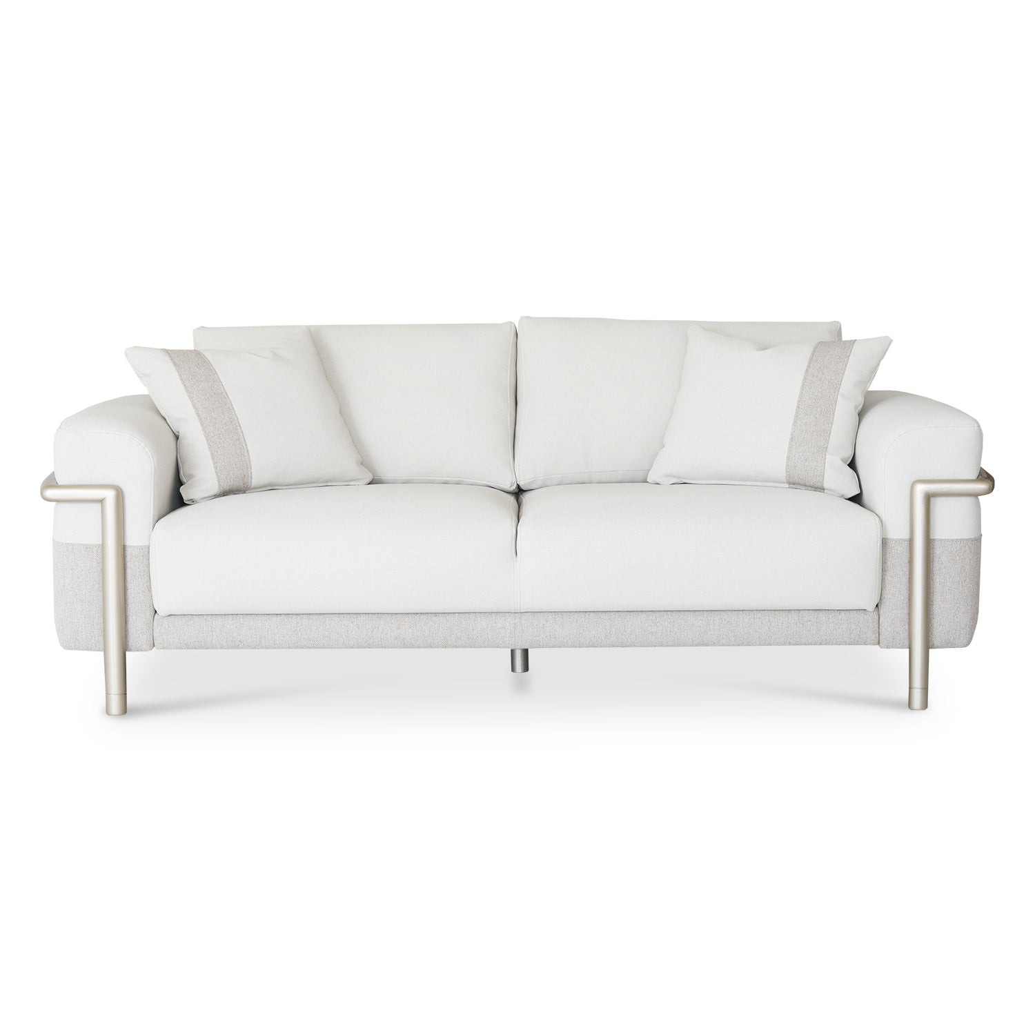 Sofá 3 Puestos Ginebra Eurolino Blanco Beige y Champaña