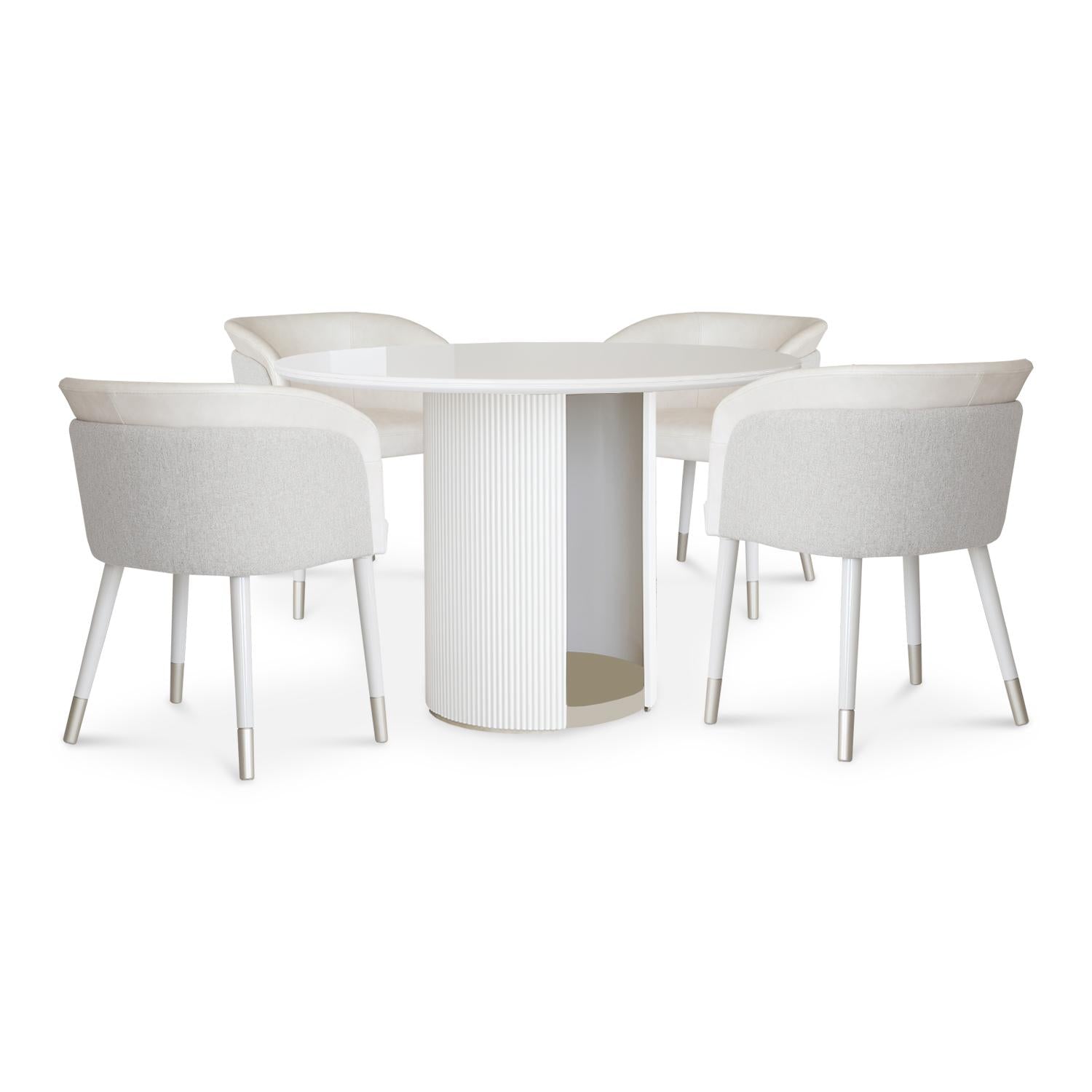 Comedor 4 Puestos Ginebra Eurolino Blanco, Off White y Champaña