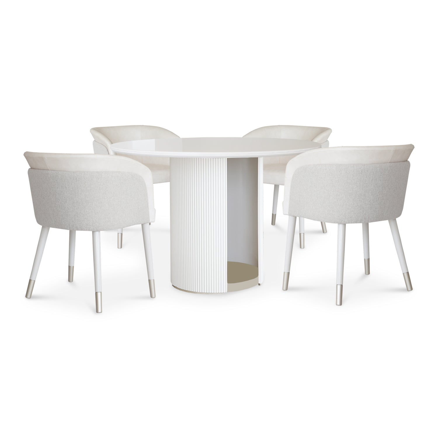 Comedor 4 Puestos Ginebra Eurolino Blanco, Off White y Champaña