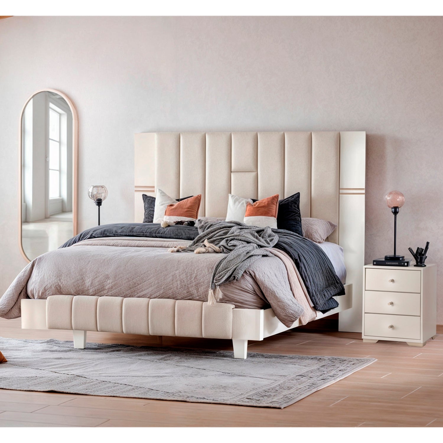 Cama Doble Detroit Beige, Greige