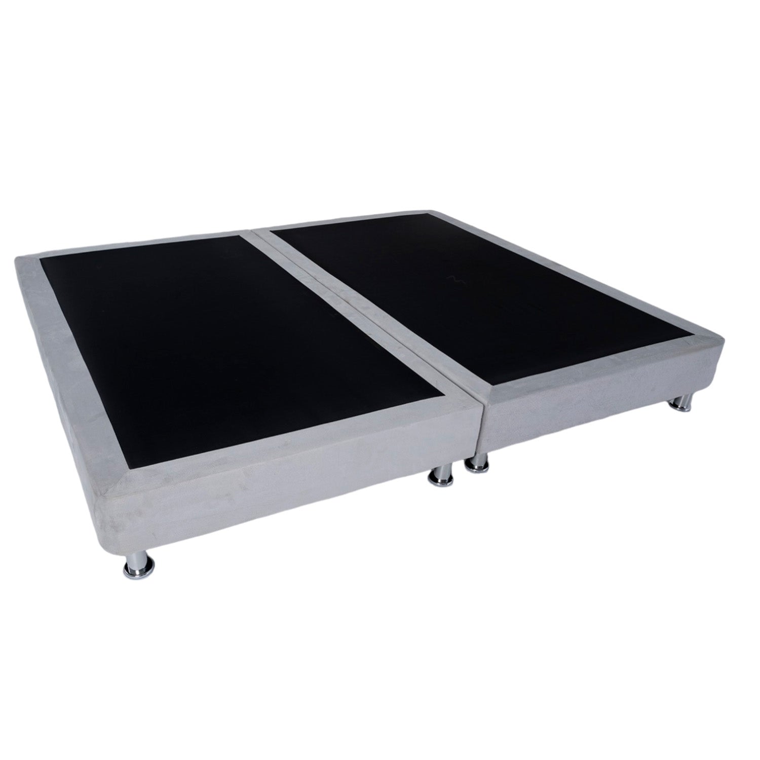 Base Cama Queen Napoli Microfibra Gris Par