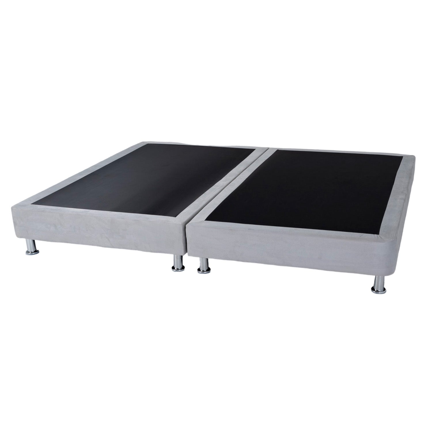 Base Cama Queen Napoli Microfibra Gris Par