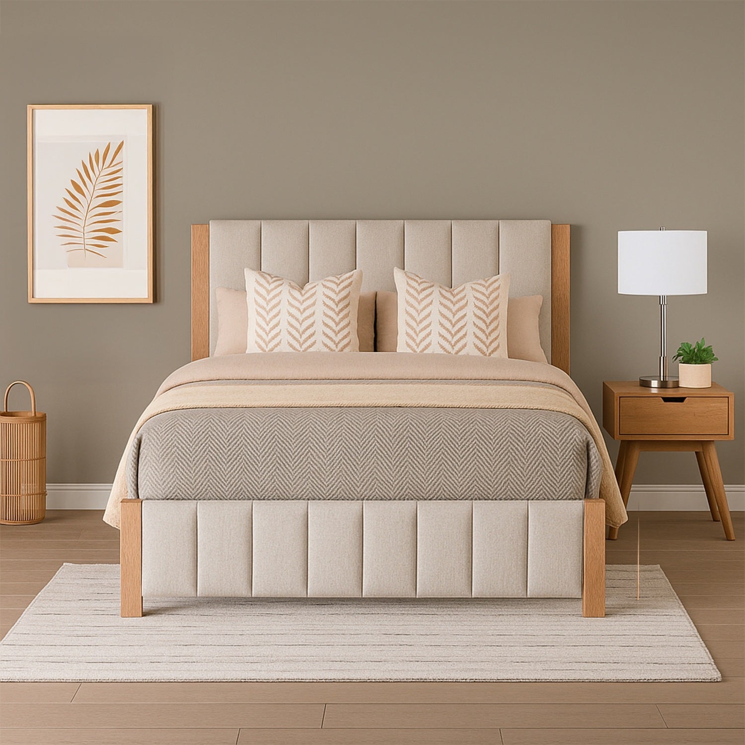 Cama Doble Nepal Eurolino Beige, Natural