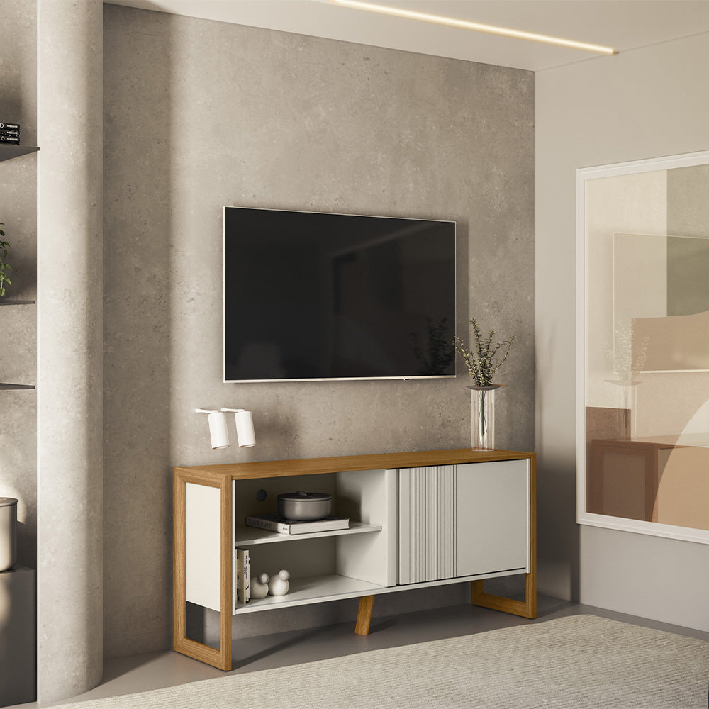 Mesa De Tv Ara Natural, Off White 140X65