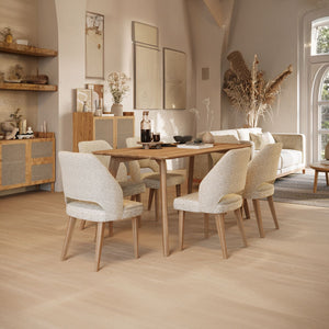 Comedor 6 Puestos Camille Lino Verona Beige, Cubierta Natural