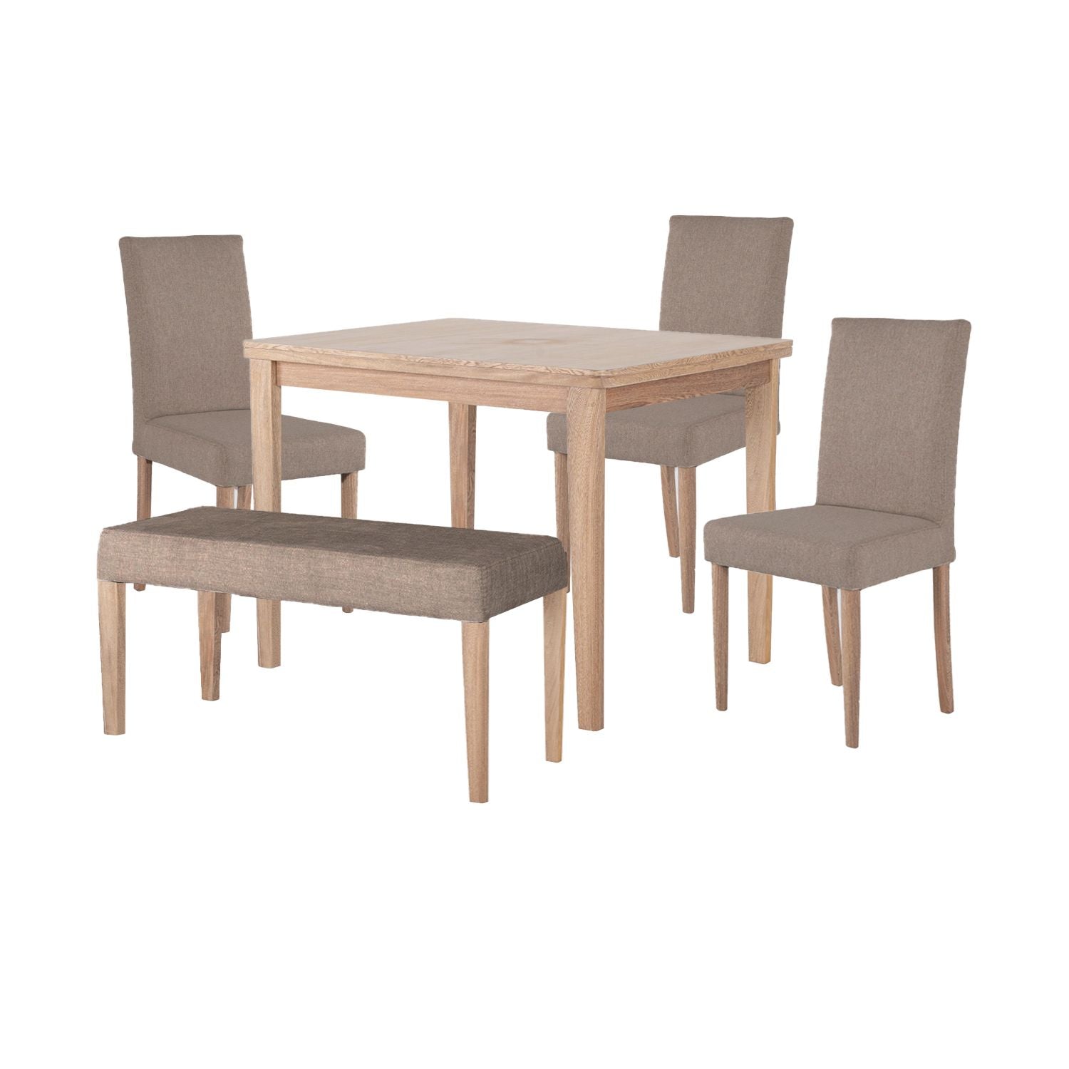 Comedor 4 Puestos Line Rihana Madera, Natural 3 Sillas + Butaco