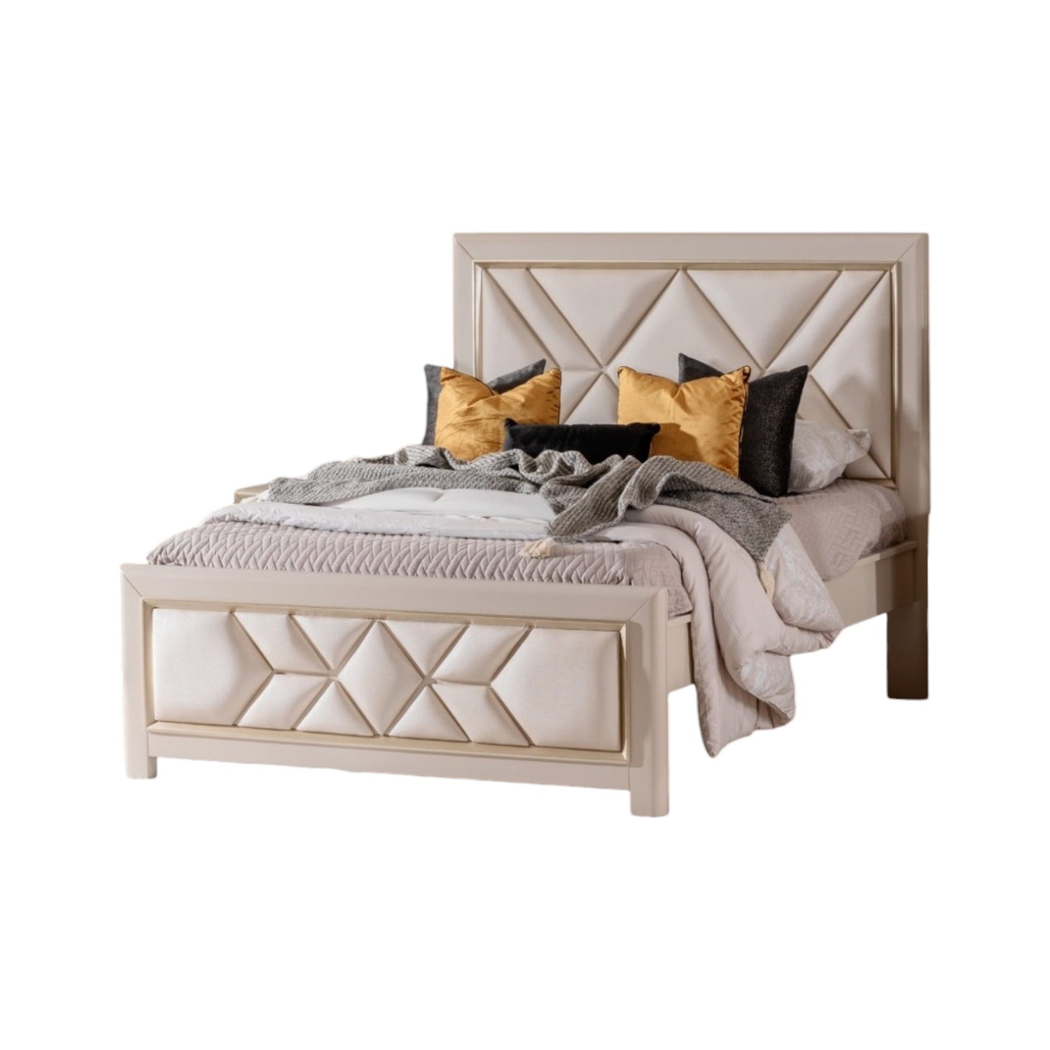 Cama Queen Marriot Greige, Champaña