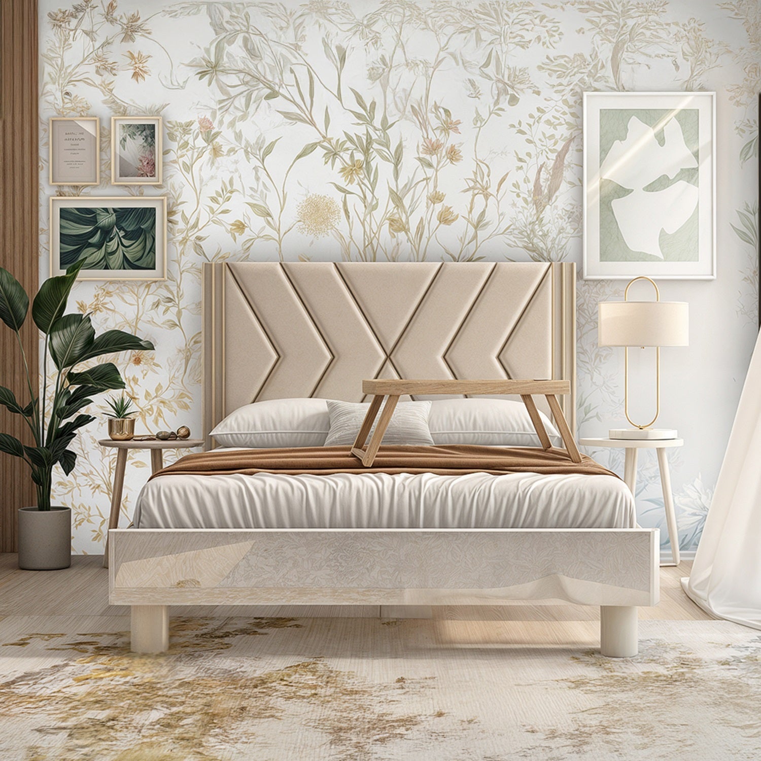 Alcoba Queen Artemisa Eurolino Perla, Off White Y Champaña