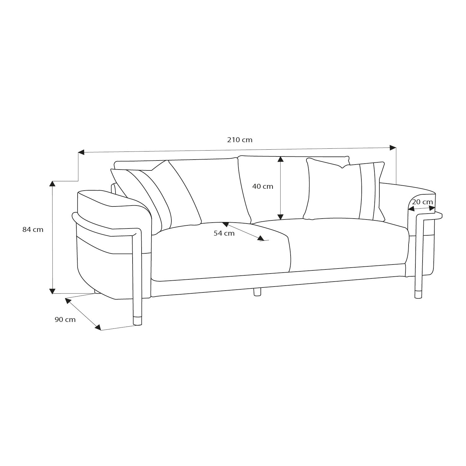 Sofá 3 Puestos Ginebra Eurolino Blanco Beige y Champaña
