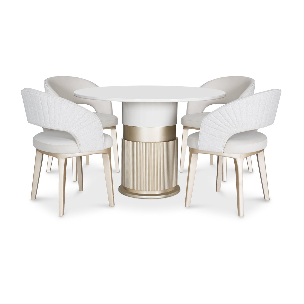 Comedor 4 Puestos Lexus Velvet Siena Marfil Cambra Arena, Champaña