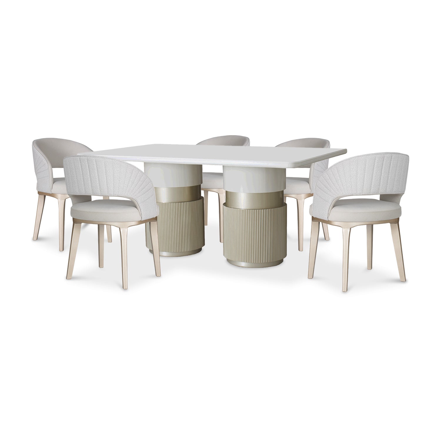 Comedor 6 Puestos Lexus Velvet Siena Marfil Cambra Arena, Champaña