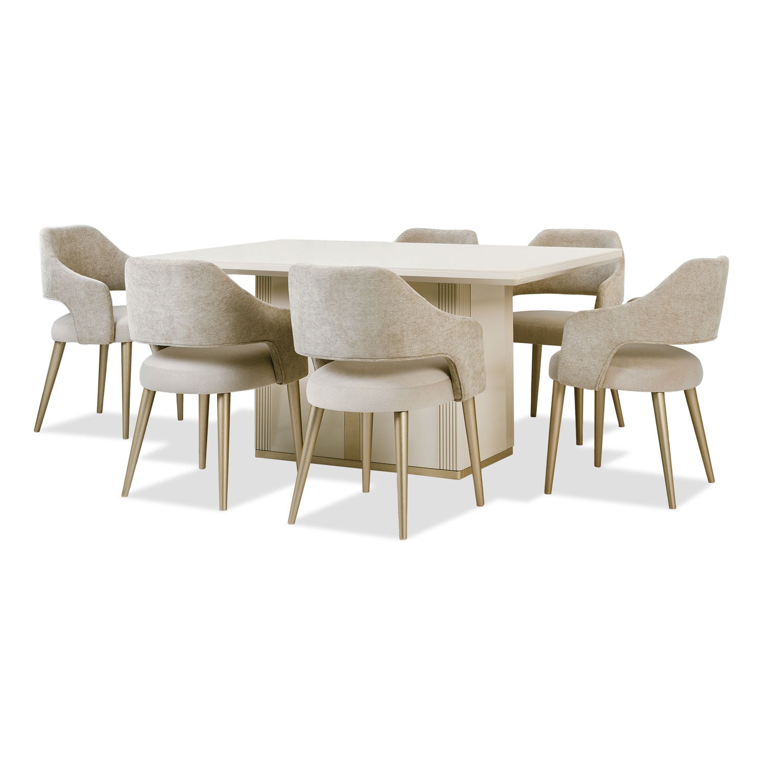 Comedor 6 Puestos Tiana Velvet  Plush Taupe, Champaña