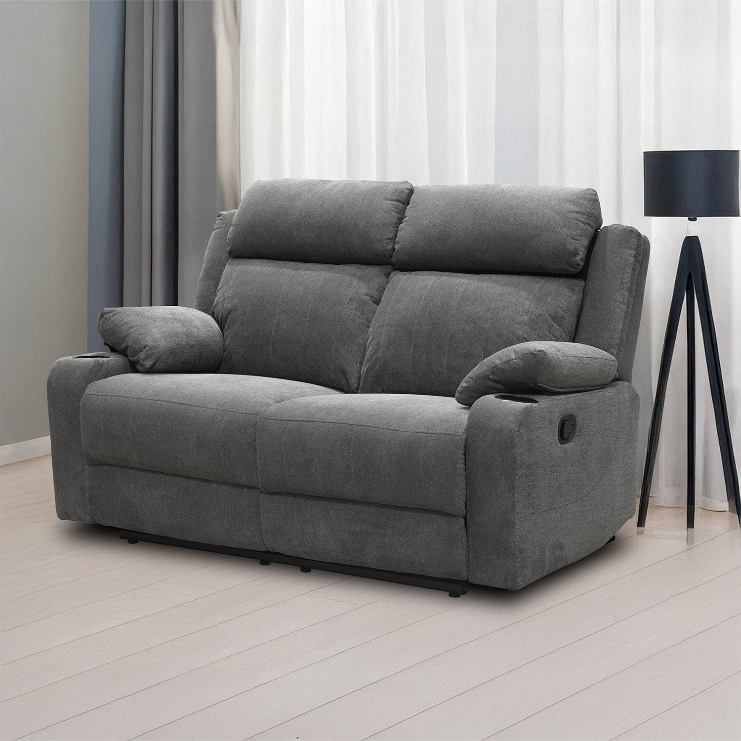 Sofá Reclinable 2 Puestos Dylan Microfibra Nakano Humo