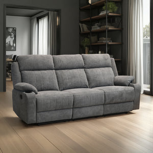 Sofá Reclinable 3 Puestos Dylan Microfibra Nakano Humo