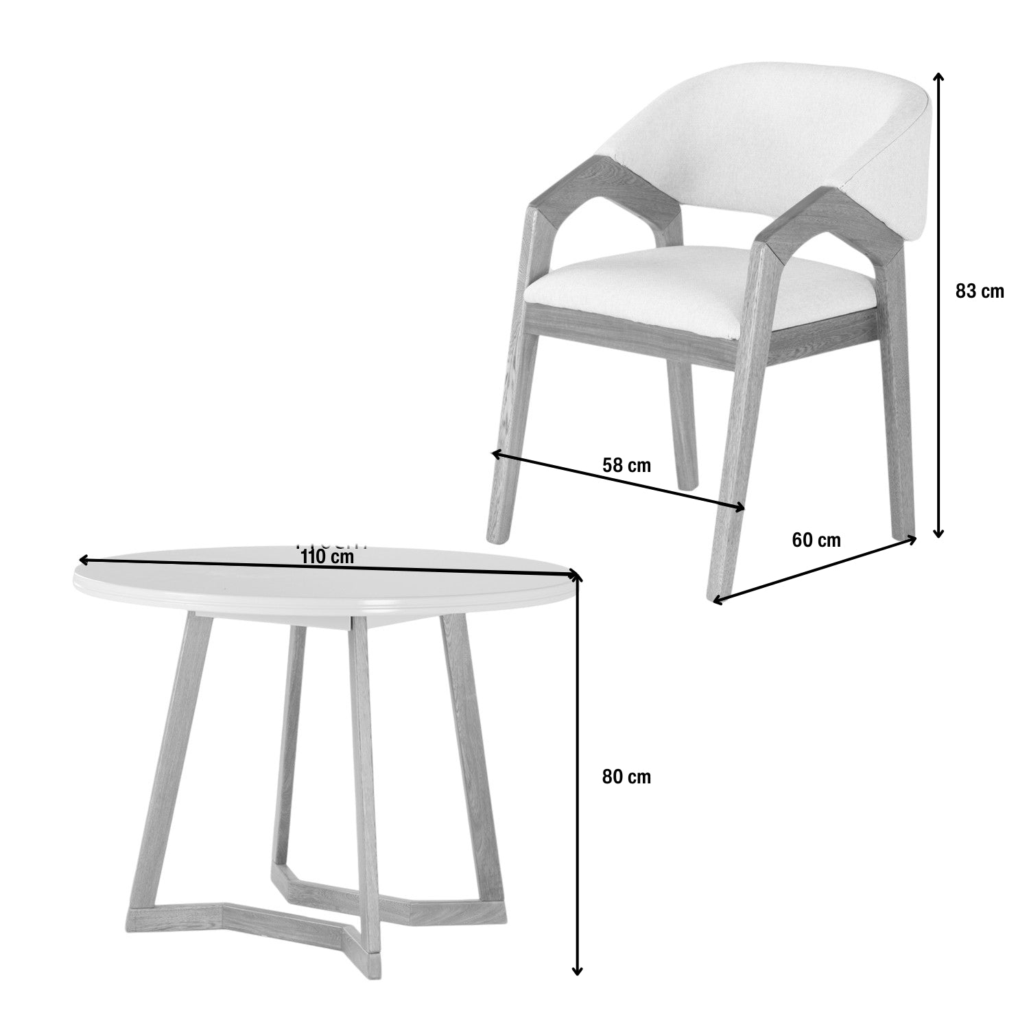 Comedor 4 Puestos Capri Vitore Marfil, Natural