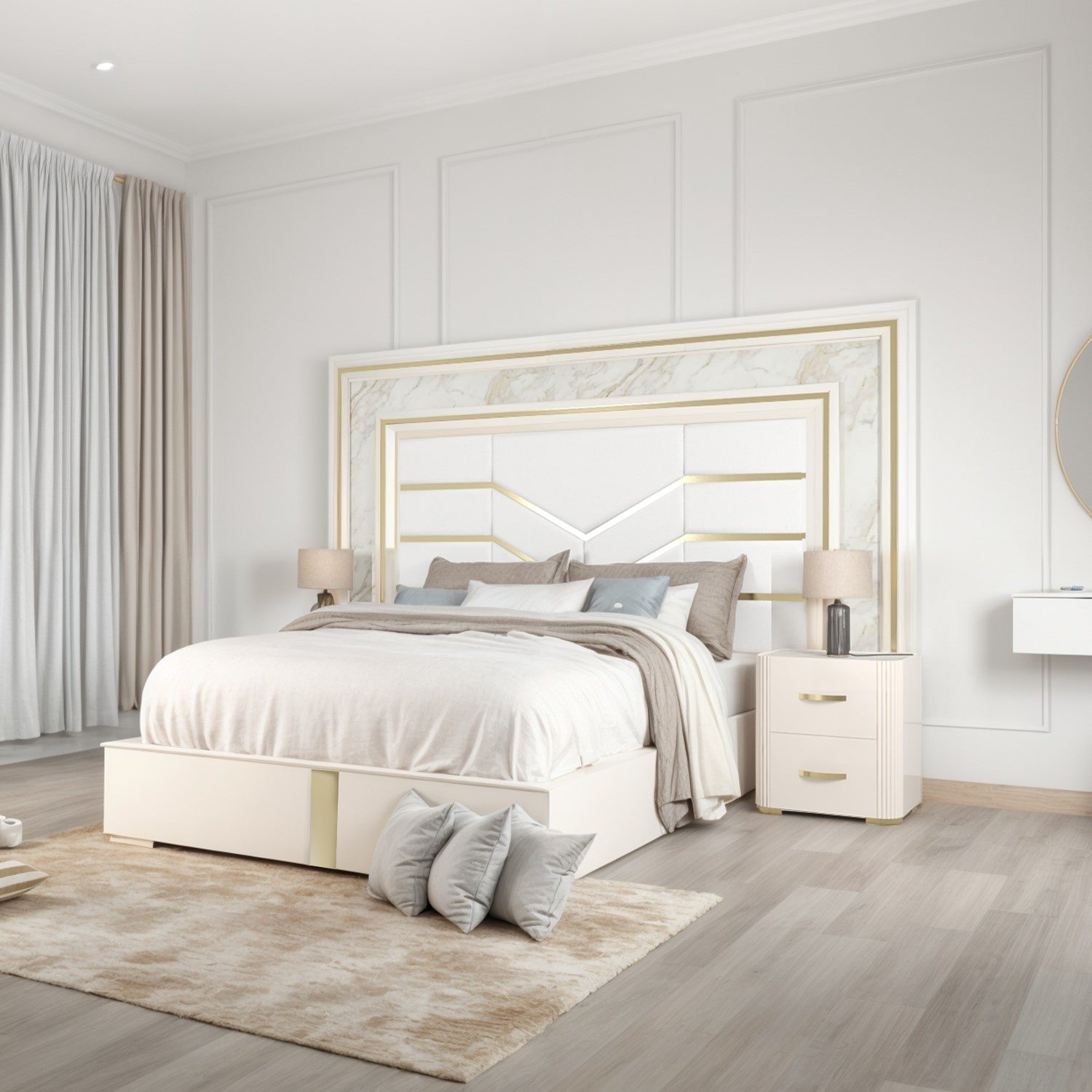 Cama Doble Elite  Off White