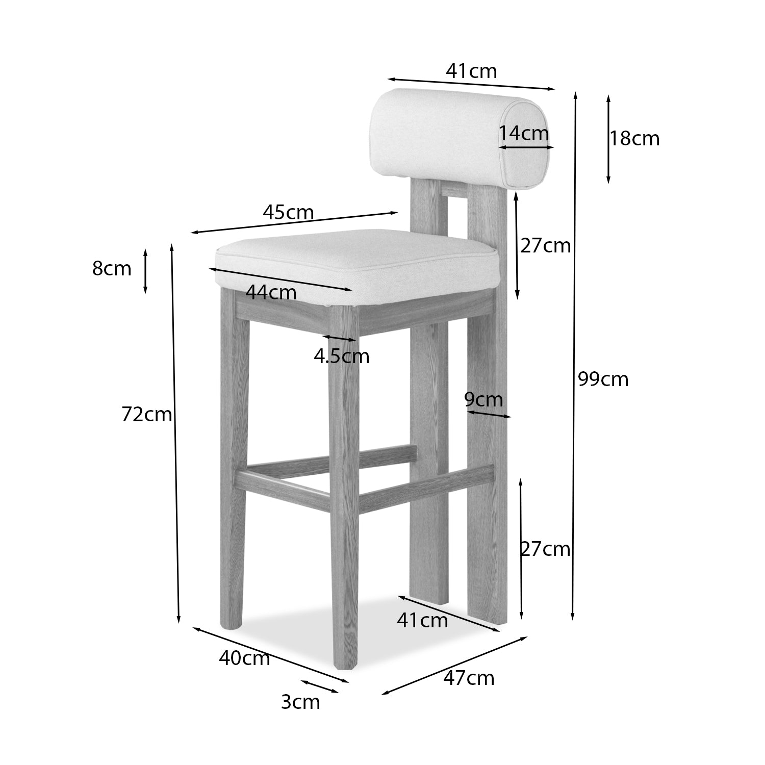 Silla Para Barra Nova Vitore Marfil, Natural