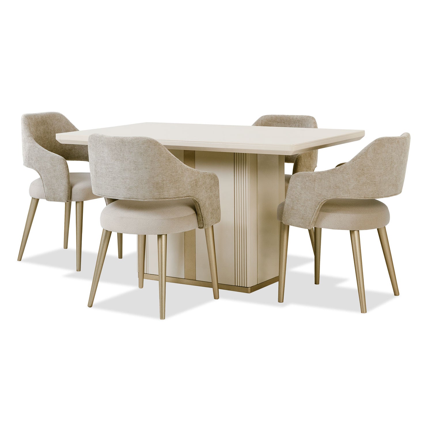 Comedor 4 Puestos Tiana Velvet Plush Taupe, Champaña