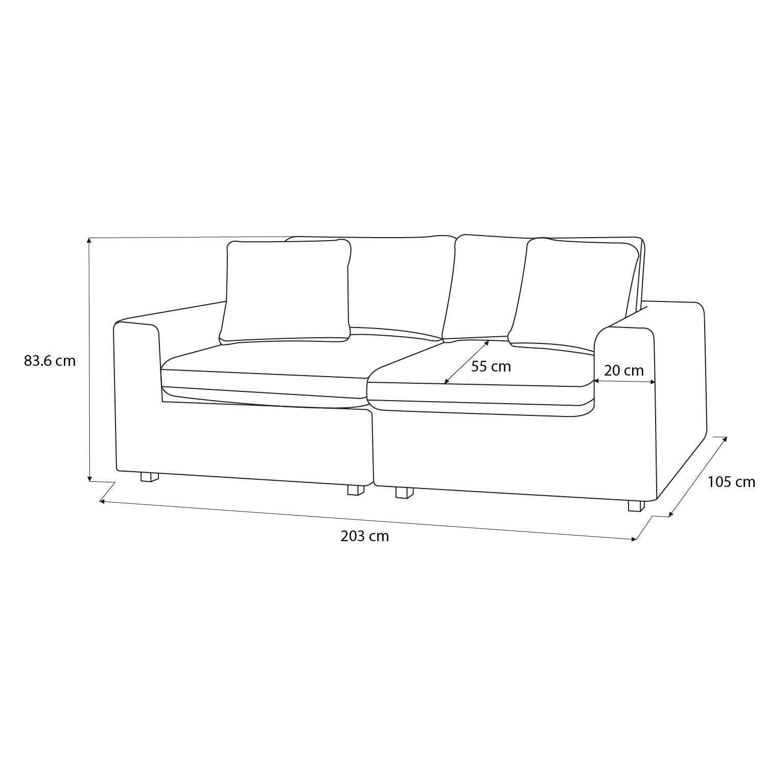 Sofá 3 Puestos Creta Chenille Touch Almendra