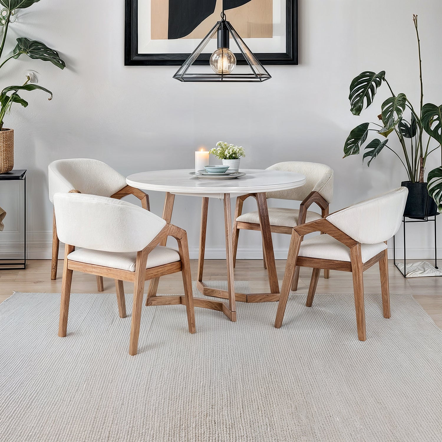 Comedor 4 Puestos Capri Natural, Vitore Marfil
