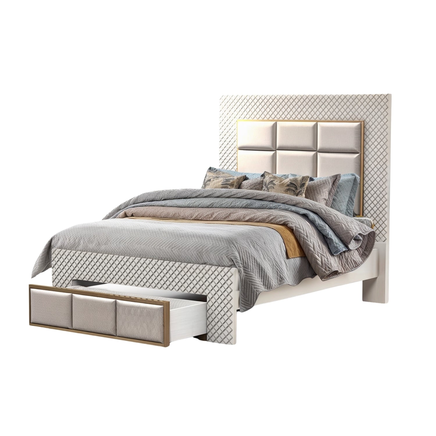 Cama Queen Atenea Perla, Off White