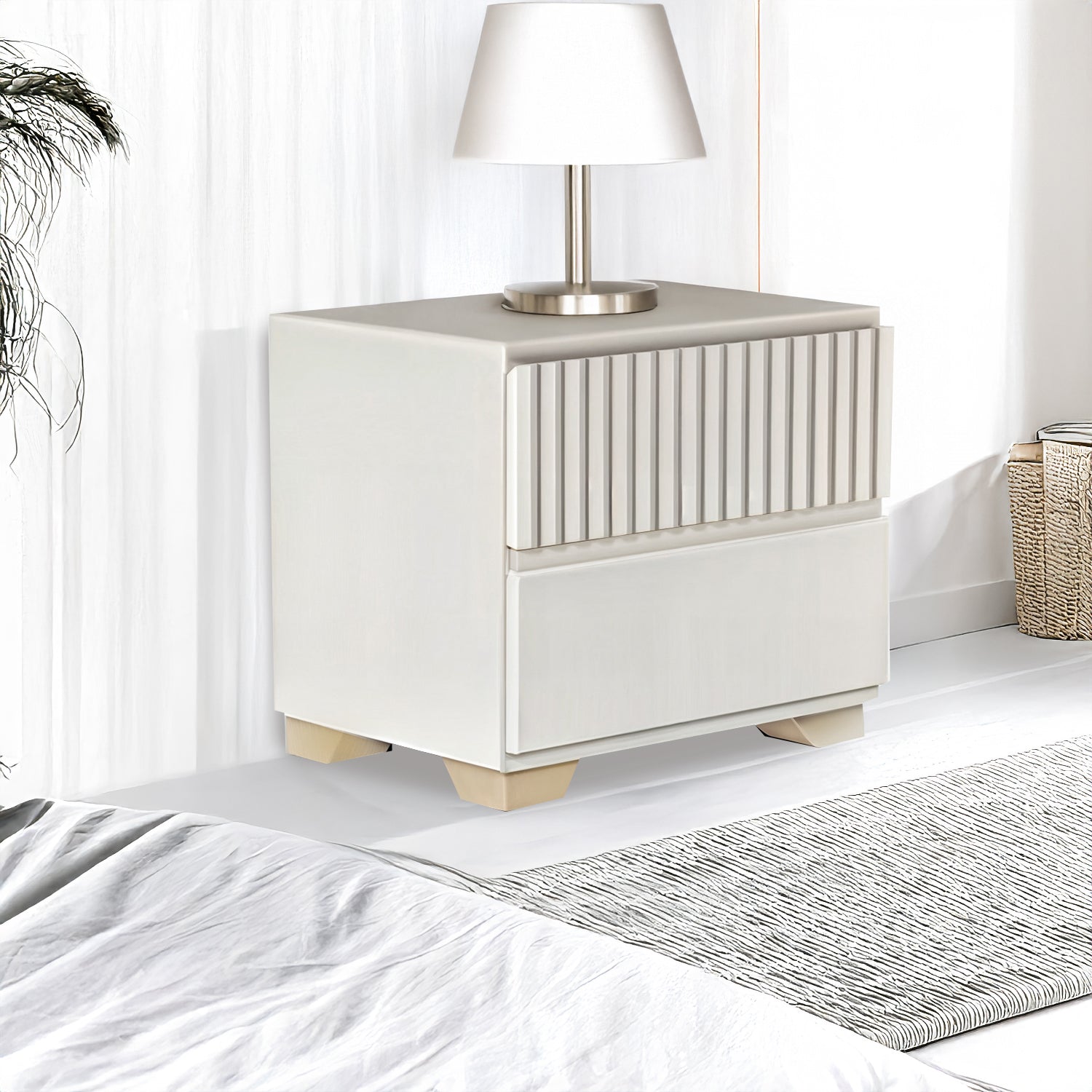 Mesa De Noche Texas Off White 2 Gavetas