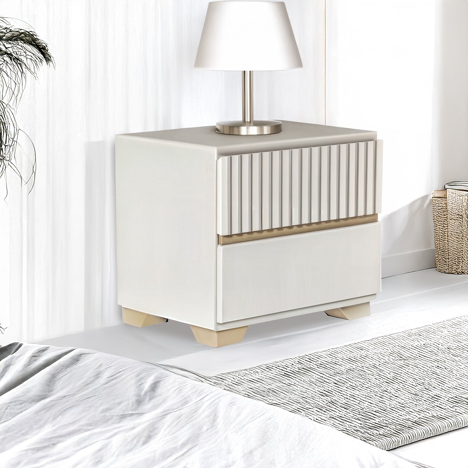 Mesa De Noche Texas Off White 2 Gavetas