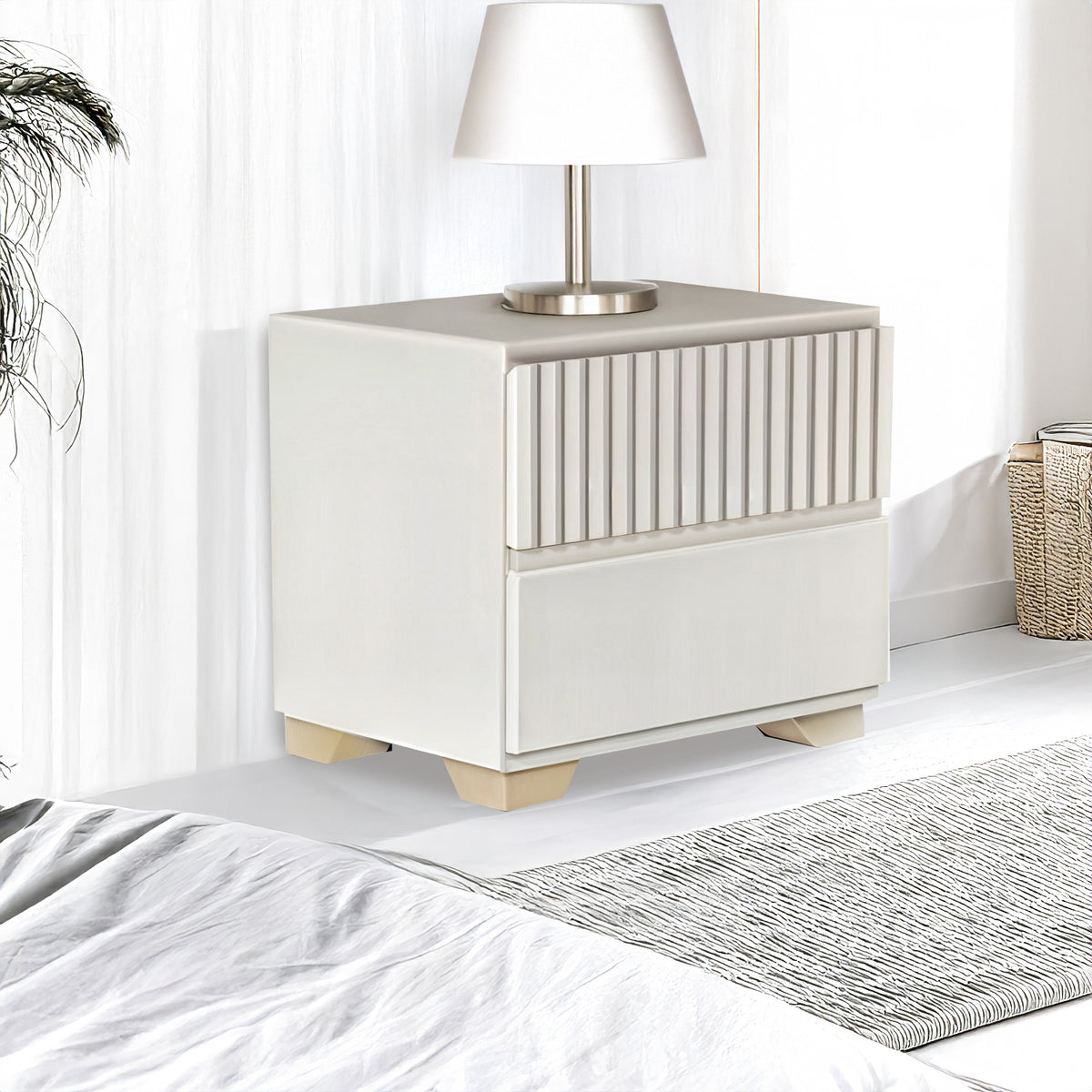 Mesa De Noche Texas Off White 2 Gavetas