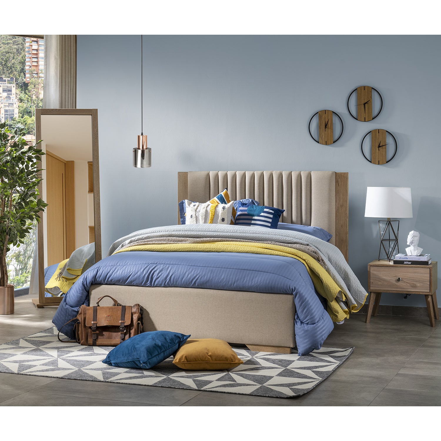 Cama Doble Moscu Eurolino Marfil, Natural