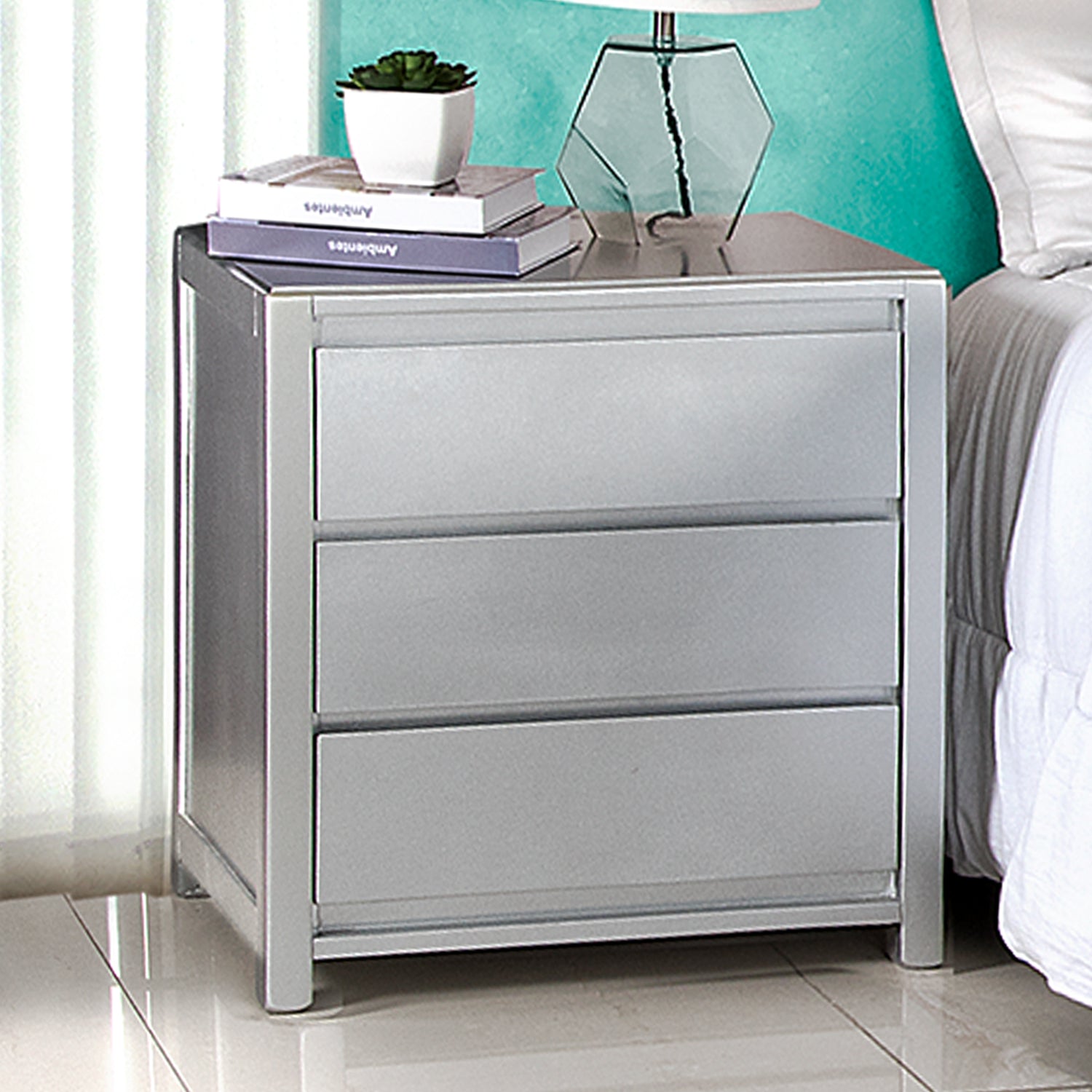 Mesa de Noche Alfa Plata
