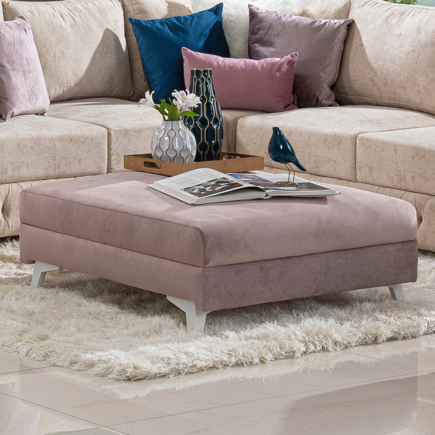 Puff Gino Chenille Rosa