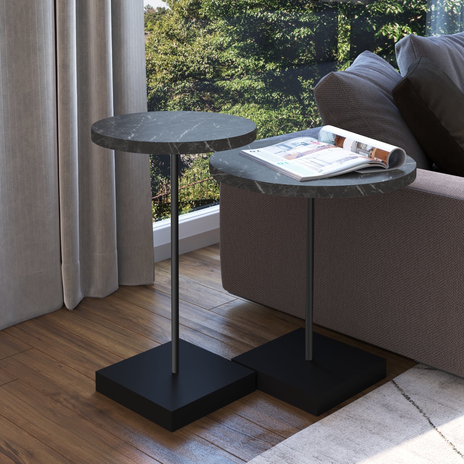 Set X 2 Mesa Auxiliar Delta Negro