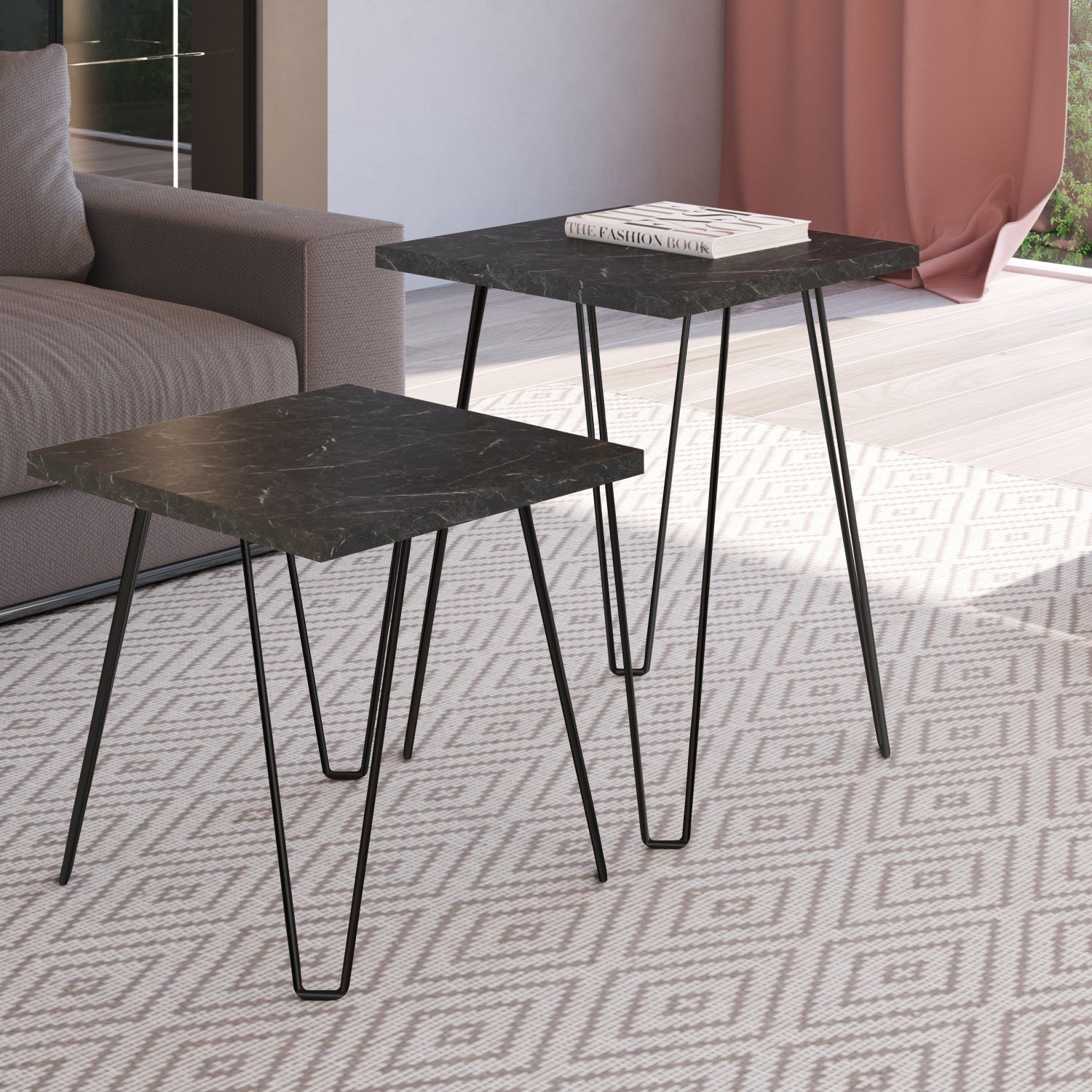 Set X 2 Mesa Auxiliar Bali Negro