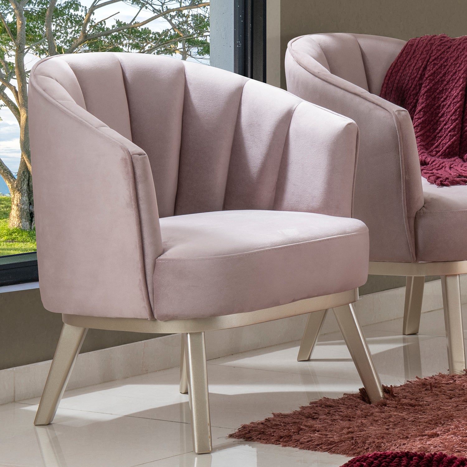 Poltrona Jansen Velvet Van Gogh Lavanda, Champaña