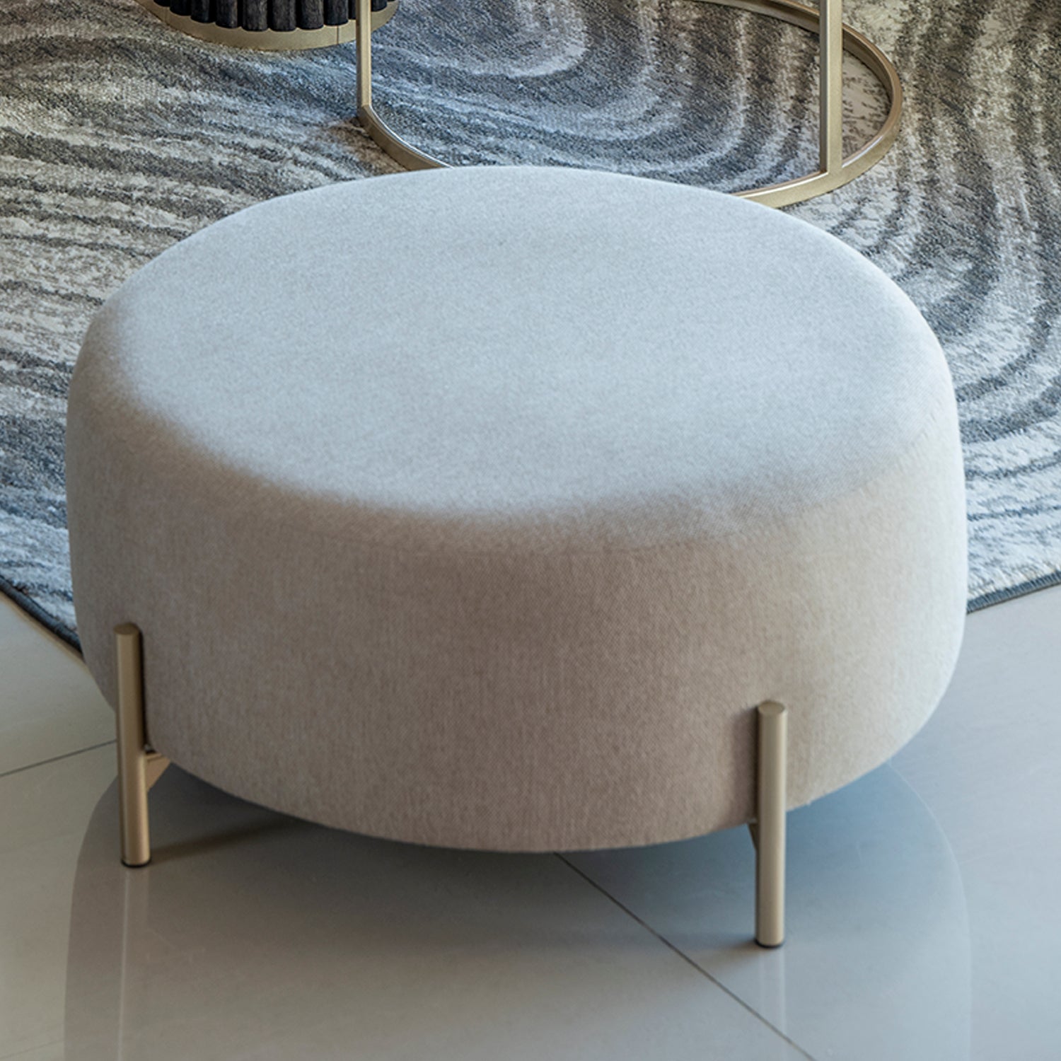 Puff Brooklyn Lino Beige, Champaña