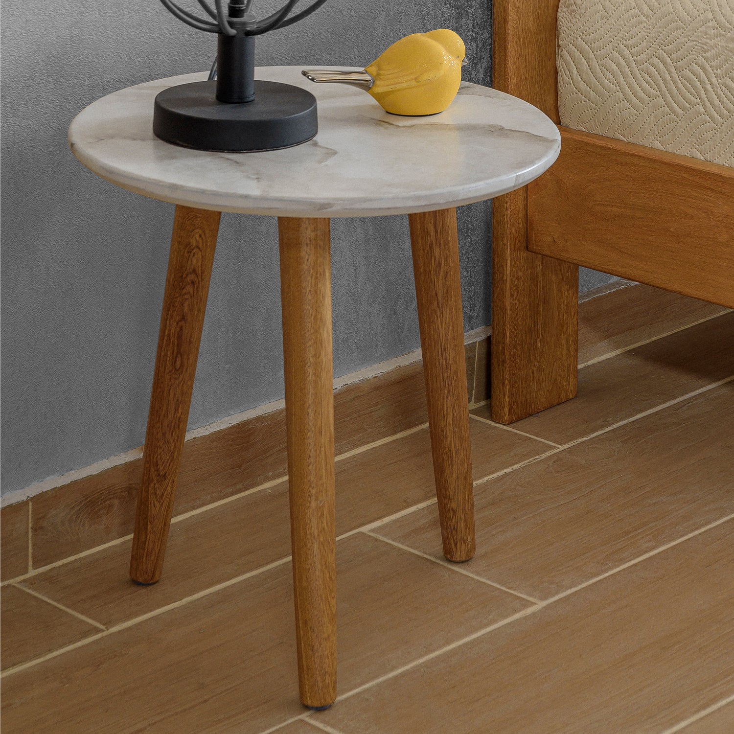 Mesa De Noche Cavani Natural, Marmolizado