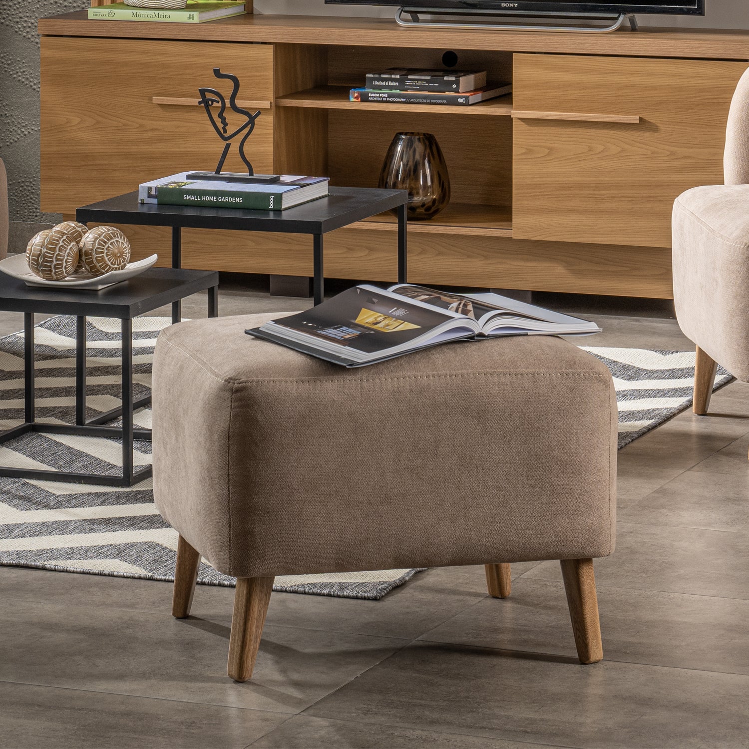 Puff Oslo Microfibra Kazan Trigo, Natural